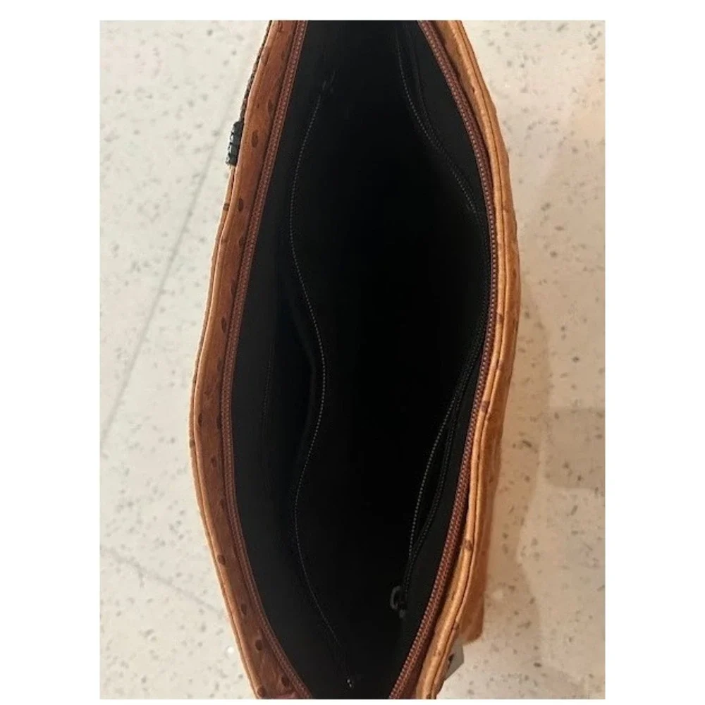 Liza‎ Ganz Vintage Brown Ostrich and Snake Skin Clutch Evening Bag Avant Garde
